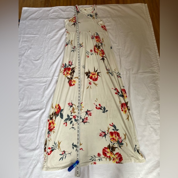 Women's Bohemian Floral Jersey Sleeveless
Racerback Maxi Summer Dress LG Pockets - Picture 13 of 16